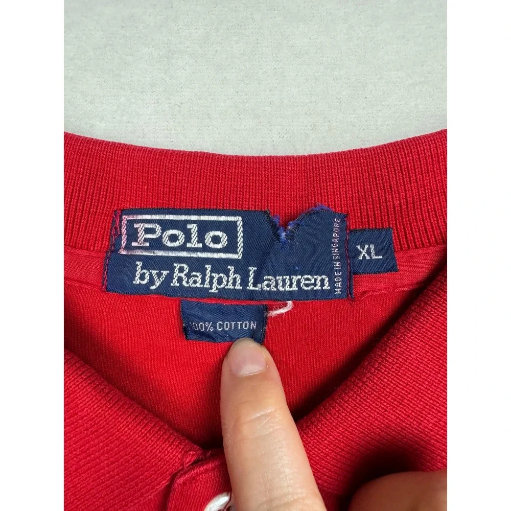 Polo Ralph Lauren Polo Shirt Red Mens‎ XL Classic Fit Cotton Blue Pony USA READ